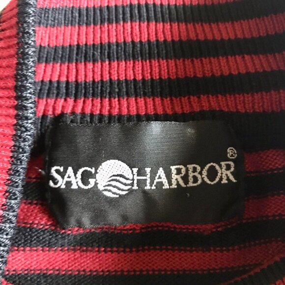 Sag Harbor Women’s Size Large Red & Black Striped Long Sleeve Top Shirt - Picture 6 of 6